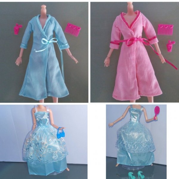 NOVÉ Sety pro panenku Barbie, šaty a župany s doplňky